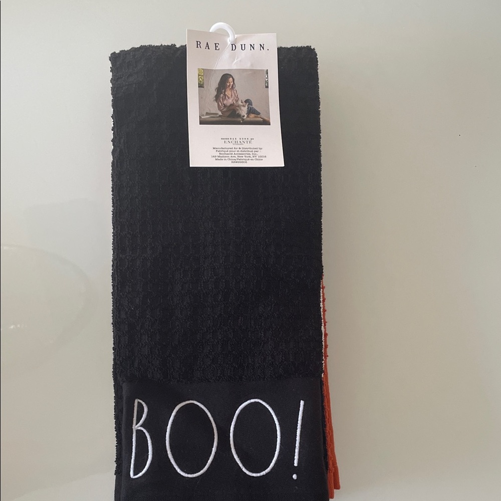 Rae Dunn 'BOO, HAPPY HALLOWEEN & SPOOKY Kitchen Towel Set (3)